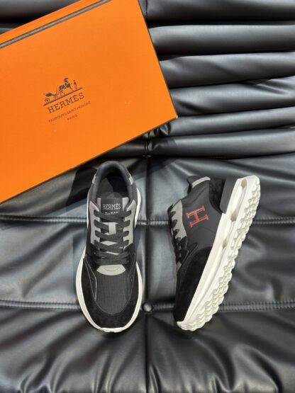 Hermes men's thick-soled black and gray fashion casual sports shoes - Image 2