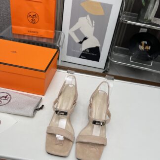 Hermès handmade stiletto apricot sandals