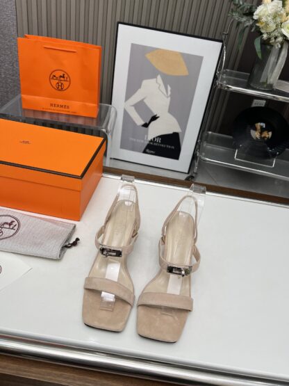 Hermès handmade stiletto apricot sandals