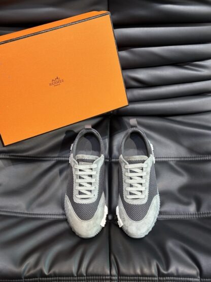 Hermes grey and black all-match casual sneakers - Image 2