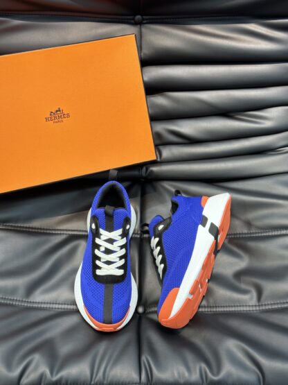 Hermes high-end men's fashion blue and black casual breathable simple sports shoes - Image 2