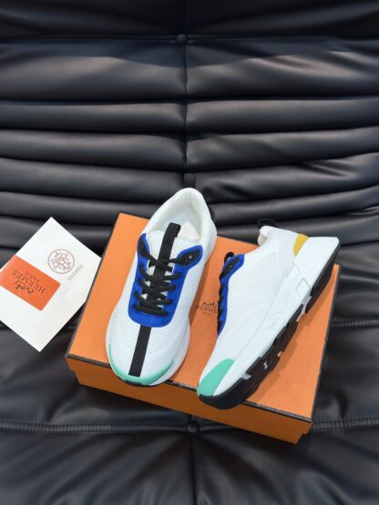Hermes men's white and blue comfortable breathable simple casual sports shoes - Image 2