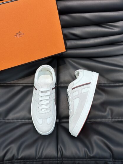 Hermès men's lightweight low-top white and gray casual sneakers - Image 2