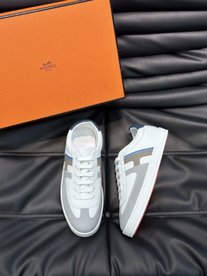 Hermès men's lightweight low-top white and brown casual sports shoes - Image 2