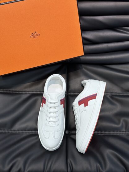 Hermès men's lightweight low-top white and red casual sports shoes - Image 2