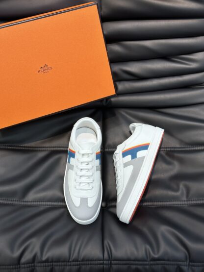 Hermès men's lightweight low-top white and blue casual sports shoes - Image 2