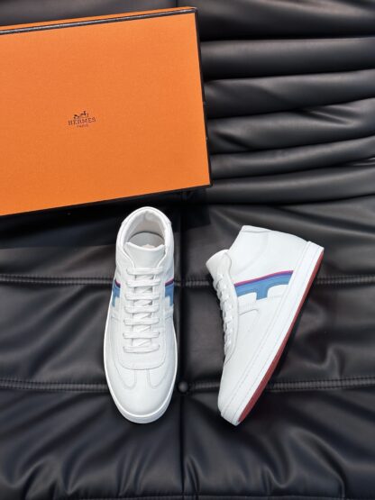 Hermes men's white and blue soft and comfortable high-top casual sports shoes - Image 2