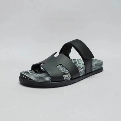 Hermès classic black and grey couple woven slippers - Image 2