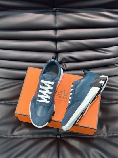 Hermès Men's Soft Lightweight Dark Blue Low-Top Casual Sneakers - Image 2