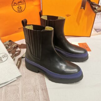 Hermes autumn and winter comfortable black short boots heel height 4cm