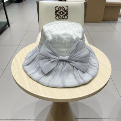 Dior big bow pleated design versatile bucket hat - Image 3