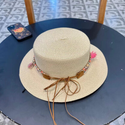 Dior hollow flat top straw hat - Image 3