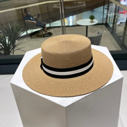 Dior Flat Bucket Hat Simple Straw Hat - Image 3