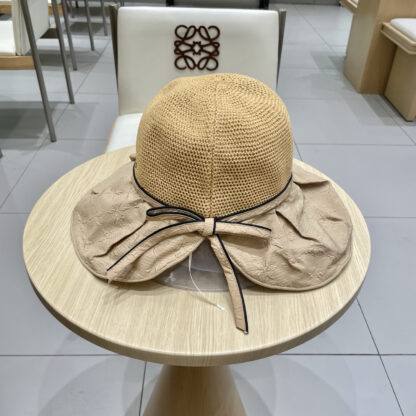 Hermes summer new knitted bow sun hat - Image 2