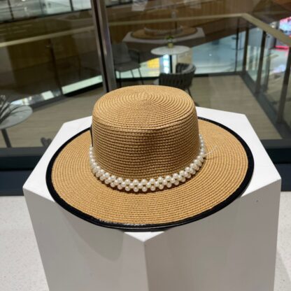 Dior Fashion Pearl Straw Hat Simple Basin Hat - Image 3