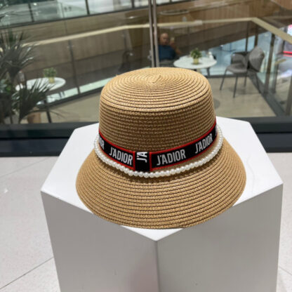 Dior chic pearl-embellished straw hat - Image 3