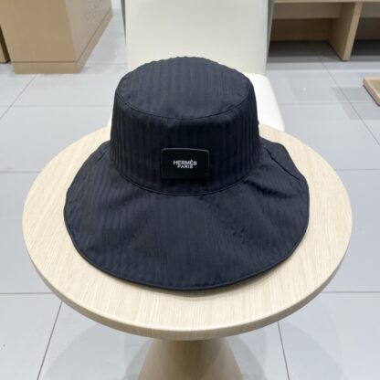 Hermes striped bow leisure versatile bucket hat