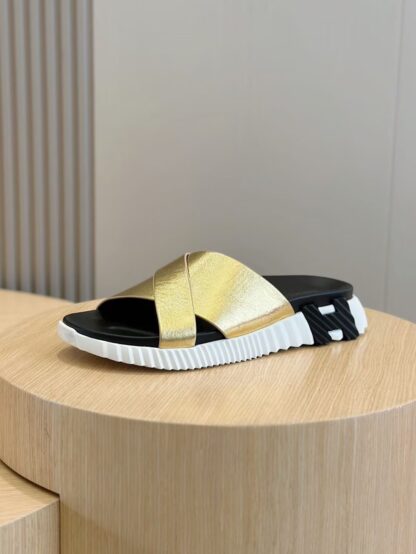 Hermès Gold Men's Cross Ultra Light Comfort Slippers - Image 2