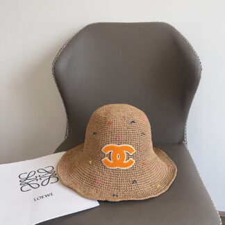 Chanel straw bucket hat