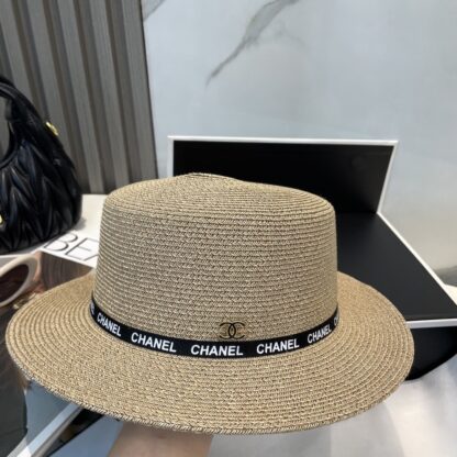 Chanel all-match high-end flat top straw hat - Image 2