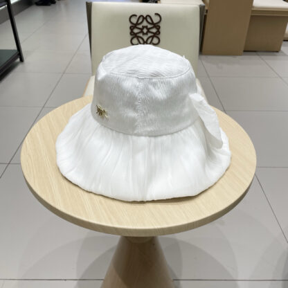 Dior big bow pleated design versatile bucket hat - Image 3
