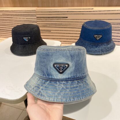 Prada Unisex Denim Bucket Hat - Image 2