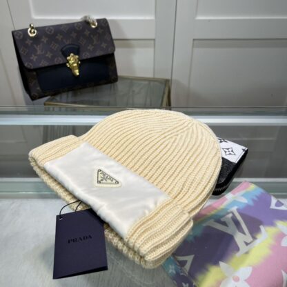 Prada autumn and winter thick warm knitted hat - Image 2