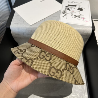 Gucci leather belt style straw hat - Image 2