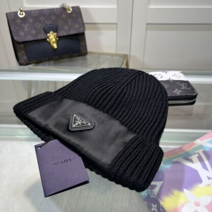 Prada autumn and winter thick warm knitted hat - Image 2