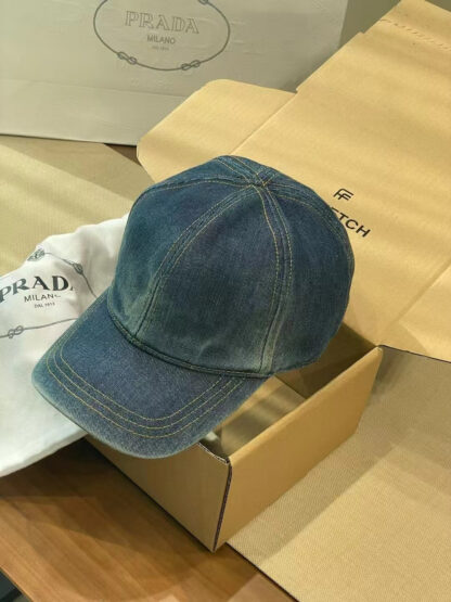 Prada Denim Gradient Washed Baseball Cap - Image 2