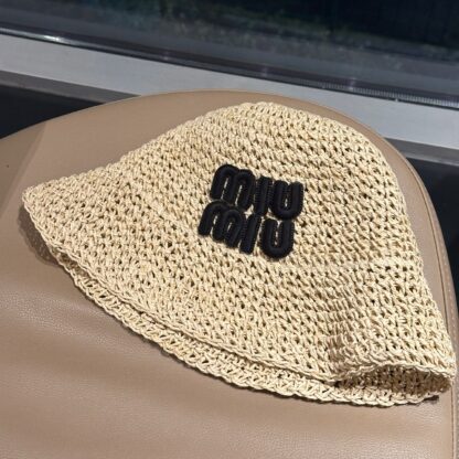 Miu Miu Woven Hollow Bucket Hat - Image 3