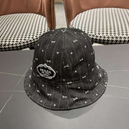 Prada Bow Denim Bucket Hat - Image 2