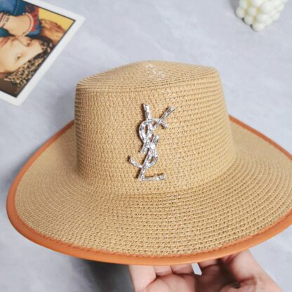 Yves Saint Laurent popular flat top straw hat - Image 2