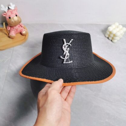 Yves Saint Laurent popular flat top straw hat - Image 2