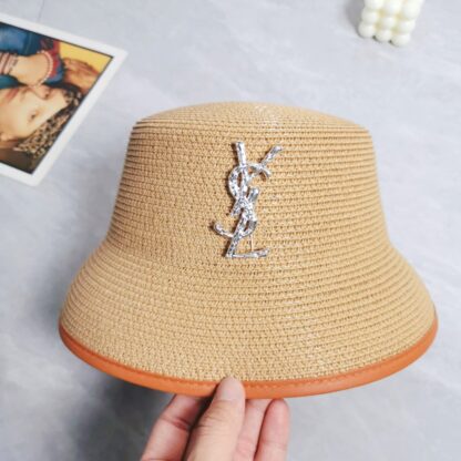 Yves Saint Laurent popular flat top straw hat - Image 2