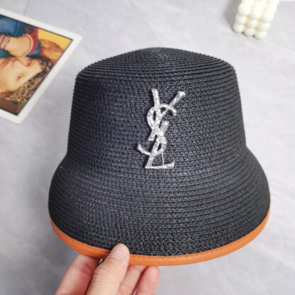 Yves Saint Laurent popular flat top straw hat - Image 2