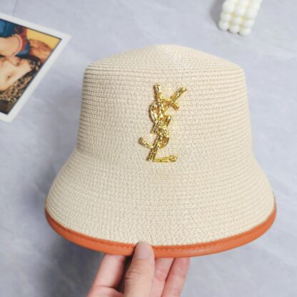 Yves Saint Laurent popular flat top straw hat - Image 2