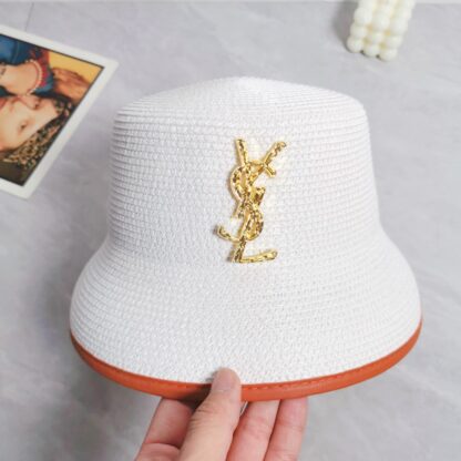 Yves Saint Laurent popular flat top straw hat - Image 2