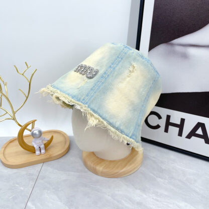Miu Miu Simple Denim Bucket Hat for Men and Women - Image 3