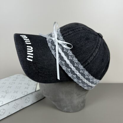 Miu Miu Delicate Bow Lace Trim Baseball Cap - Image 3