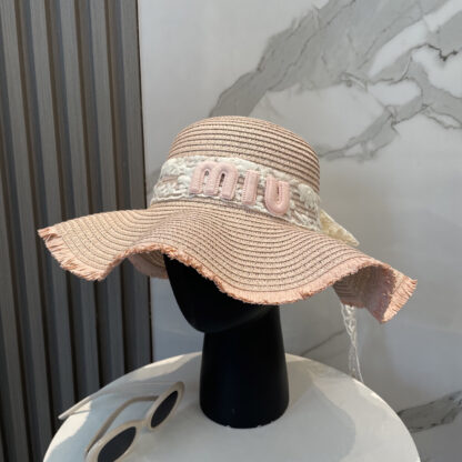 Miu Miu exquisite lace ribbon straw hat - Image 3