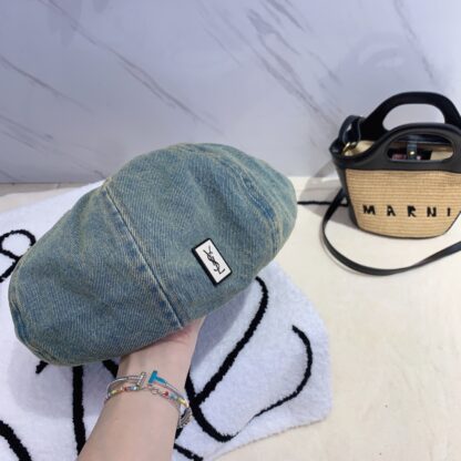 Yves Saint Laurent denim beret - Image 2