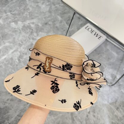 Yves Saint Laurent Organza Holiday Style Basin Hat Straw Hat - Image 2