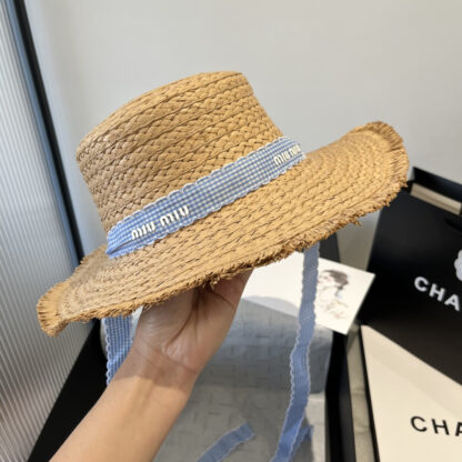 Miu Miu raffia straw bowler hat - Image 3