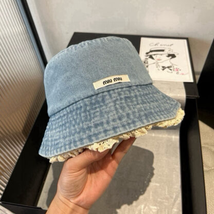 Miu Miu Denim Bucket Hat for Men and Women - Image 3