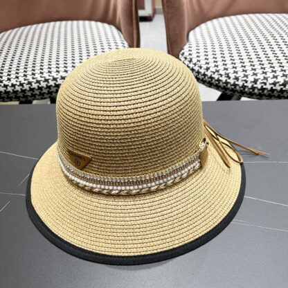 Prada summer high fashion sun protection straw hat - Image 2