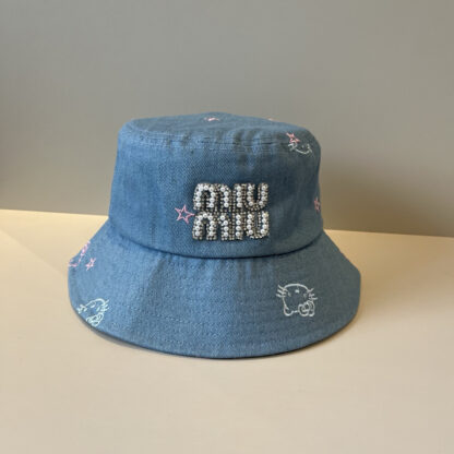 Miu Miu Fashion Print Diamond Bucket Hat - Image 3