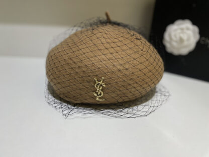 Yves Saint Laurent mesh wool beret