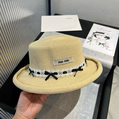 Miu Miu new rolled brim flat top straw hat - Image 3