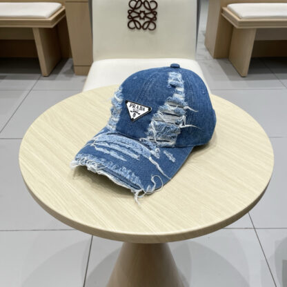 Prada denim inverted triangle baseball cap - Image 2